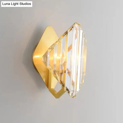 DecorBites™ DecorBites™ Gold Crystal Rhombus Wall Mount Lamp: Post-Modern 1/2-Bulb Lighting Fixture