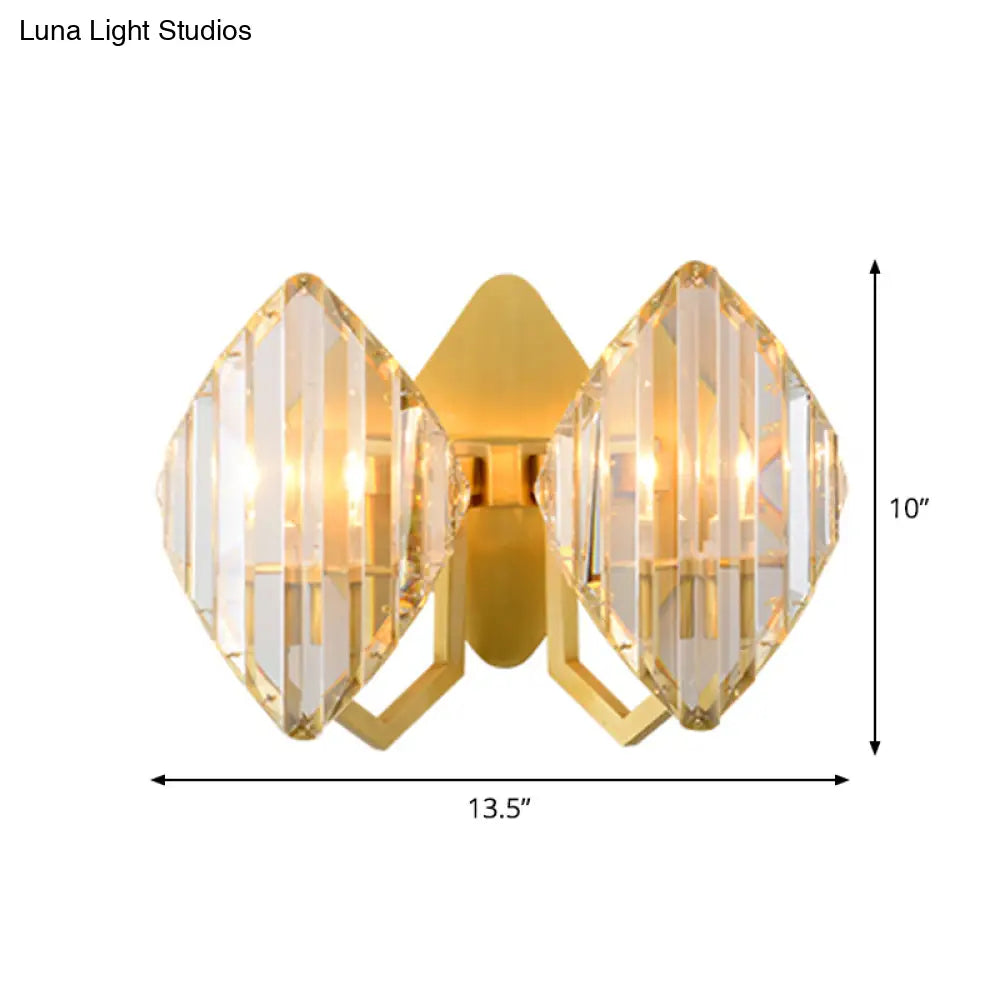 DecorBites™ DecorBites™ Gold Crystal Rhombus Wall Mount Lamp: Post-Modern 1/2-Bulb Lighting Fixture