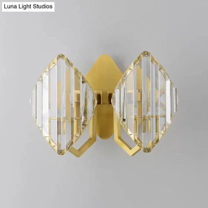 DecorBites™ DecorBites™ Gold Crystal Rhombus Wall Mount Lamp: Post-Modern 1/2-Bulb Lighting Fixture