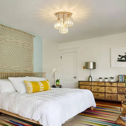 Gold Crystal Semi-Flush Mount Ceiling Light