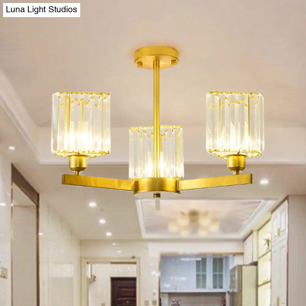 DecorBites™ DecorBites™ Gold Crystal Semi-Flush Mount with 3/6/8 Lights for Contemporary Living Room Lighting
