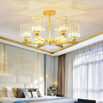 DecorBites™ DecorBites™ Gold Crystal Semi-Flush Mount with 3/6/8 Lights for Contemporary Living Room Lighting