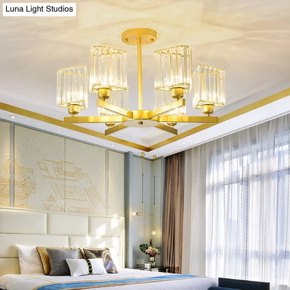 DecorBites™ DecorBites™ Gold Crystal Semi-Flush Mount with 3/6/8 Lights for Contemporary Living Room Lighting