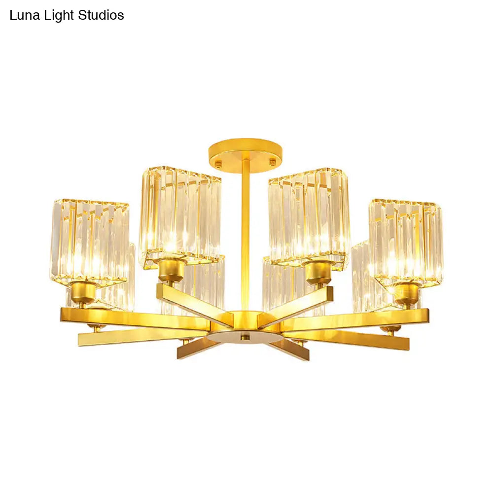 DecorBites™ DecorBites™ Gold Crystal Semi-Flush Mount with 3/6/8 Lights for Contemporary Living Room Lighting