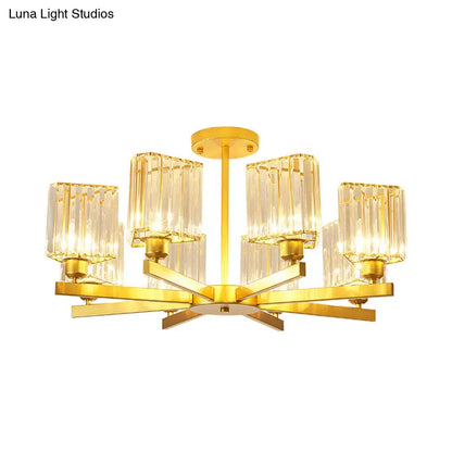 DecorBites™ DecorBites™ Gold Crystal Semi-Flush Mount with 3/6/8 Lights for Contemporary Living Room Lighting