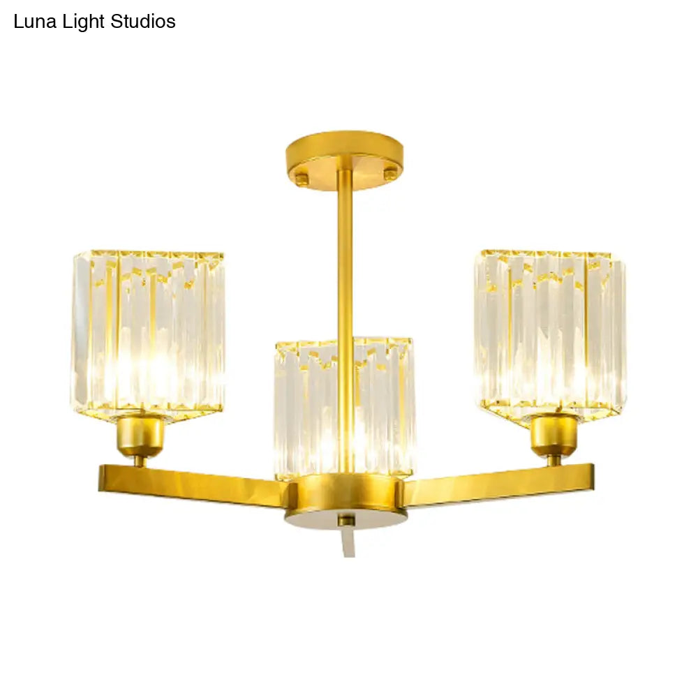 DecorBites™ DecorBites™ Gold Crystal Semi-Flush Mount with 3/6/8 Lights for Contemporary Living Room Lighting