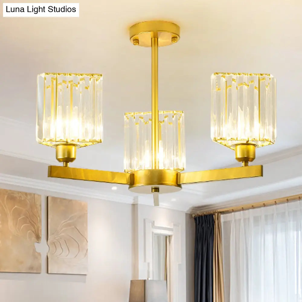 DecorBites™ DecorBites™ Gold Crystal Semi-Flush Mount with 3/6/8 Lights for Contemporary Living Room Lighting