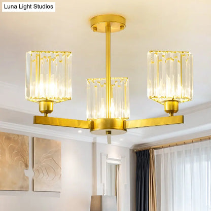 DecorBites™ DecorBites™ Gold Crystal Semi-Flush Mount with 3/6/8 Lights for Contemporary Living Room Lighting