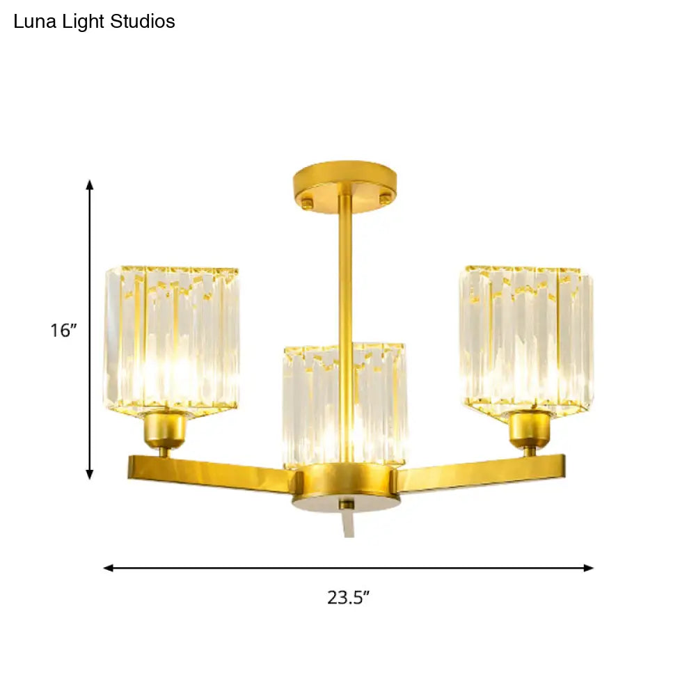 DecorBites™ DecorBites™ Gold Crystal Semi-Flush Mount with 3/6/8 Lights for Contemporary Living Room Lighting
