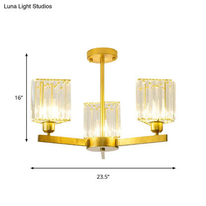 DecorBites™ DecorBites™ Gold Crystal Semi-Flush Mount with 3/6/8 Lights for Contemporary Living Room Lighting