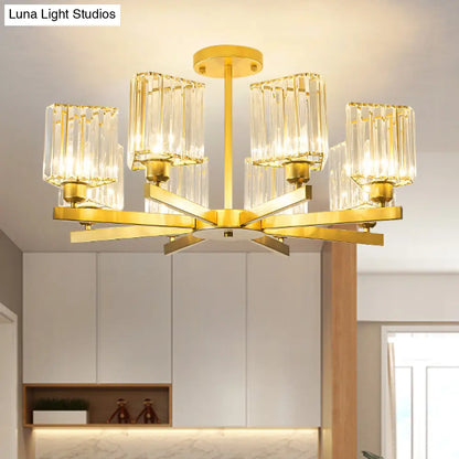 DecorBites™ DecorBites™ Gold Crystal Semi-Flush Mount with 3/6/8 Lights for Contemporary Living Room Lighting