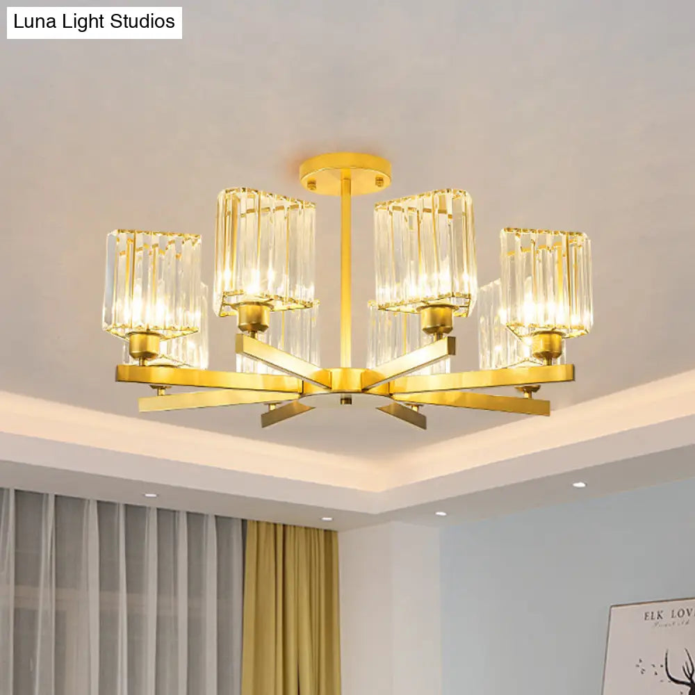 DecorBites™ DecorBites™ Gold Crystal Semi-Flush Mount with 3/6/8 Lights for Contemporary Living Room Lighting