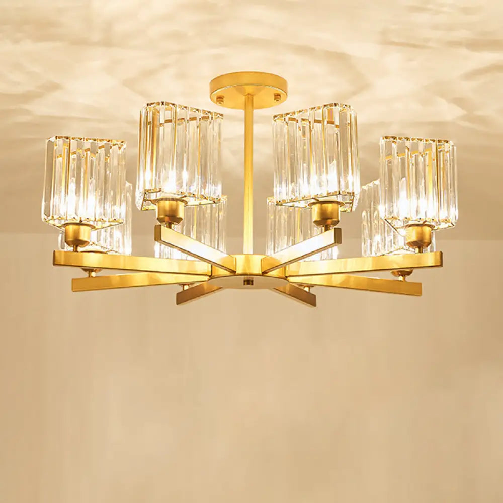 DecorBites™ DecorBites™ Gold Crystal Semi-Flush Mount with 3/6/8 Lights for Contemporary Living Room Lighting