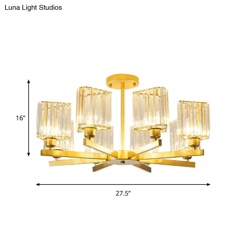 DecorBites™ DecorBites™ Gold Crystal Semi-Flush Mount with 3/6/8 Lights for Contemporary Living Room Lighting