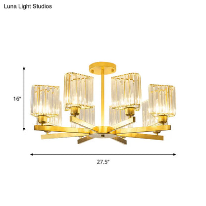 DecorBites™ DecorBites™ Gold Crystal Semi-Flush Mount with 3/6/8 Lights for Contemporary Living Room Lighting