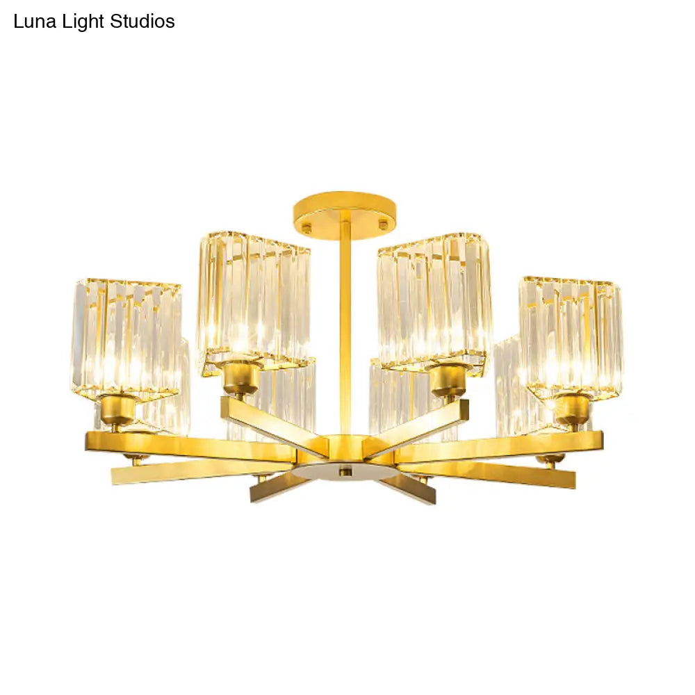 DecorBites™ DecorBites™ Gold Crystal Semi-Flush Mount with 3/6/8 Lights for Contemporary Living Room Lighting