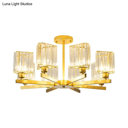 DecorBites™ DecorBites™ Gold Crystal Semi-Flush Mount with 3/6/8 Lights for Contemporary Living Room Lighting