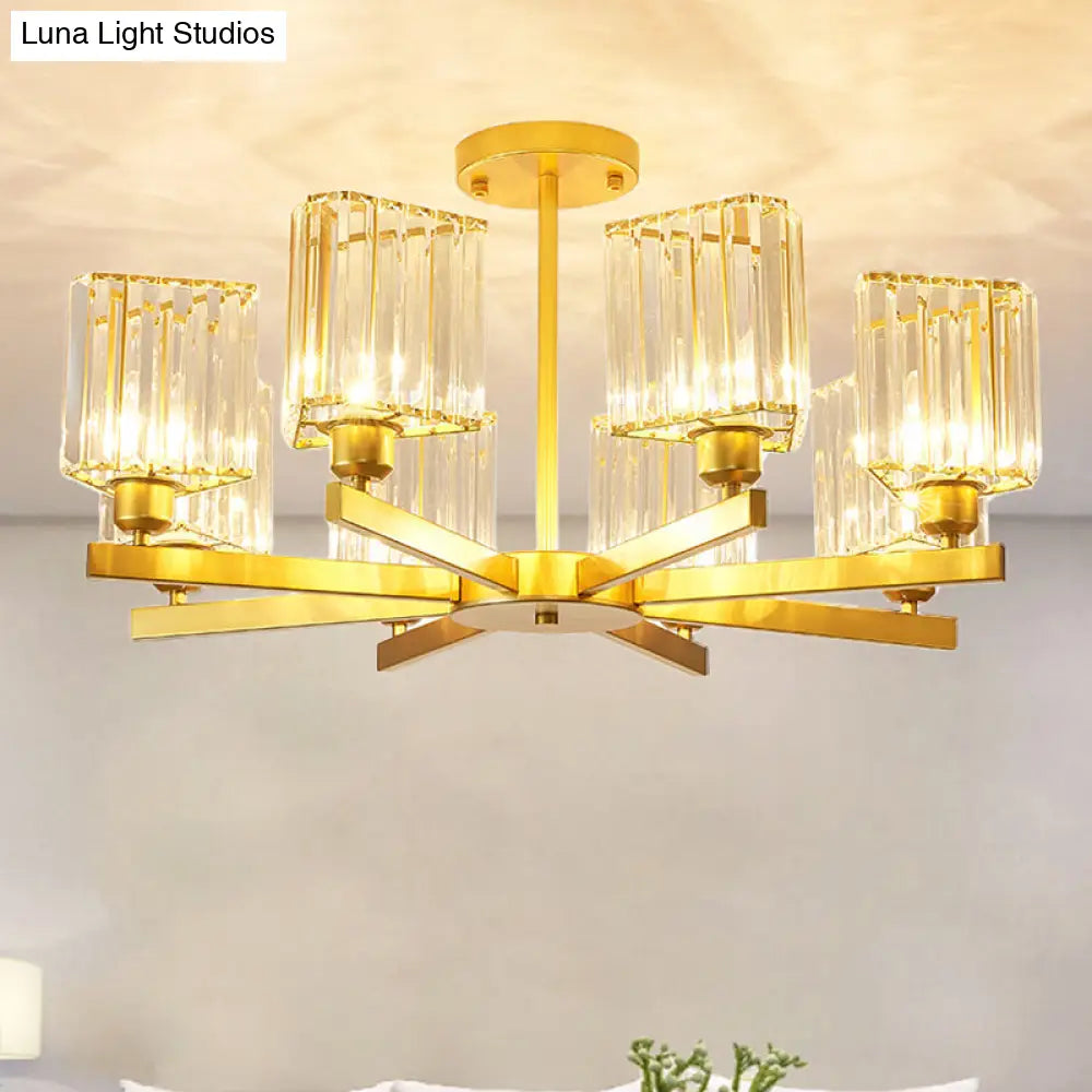 DecorBites™ DecorBites™ Gold Crystal Semi-Flush Mount with 3/6/8 Lights for Contemporary Living Room Lighting
