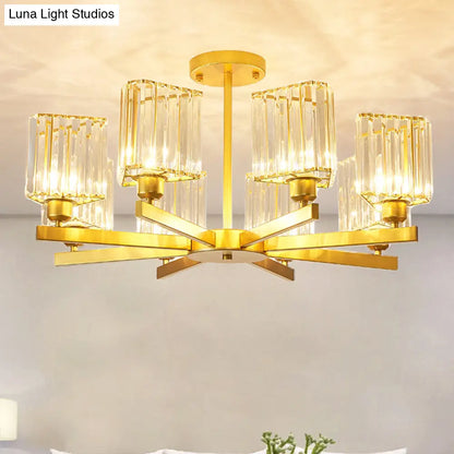 DecorBites™ DecorBites™ Gold Crystal Semi-Flush Mount with 3/6/8 Lights for Contemporary Living Room Lighting