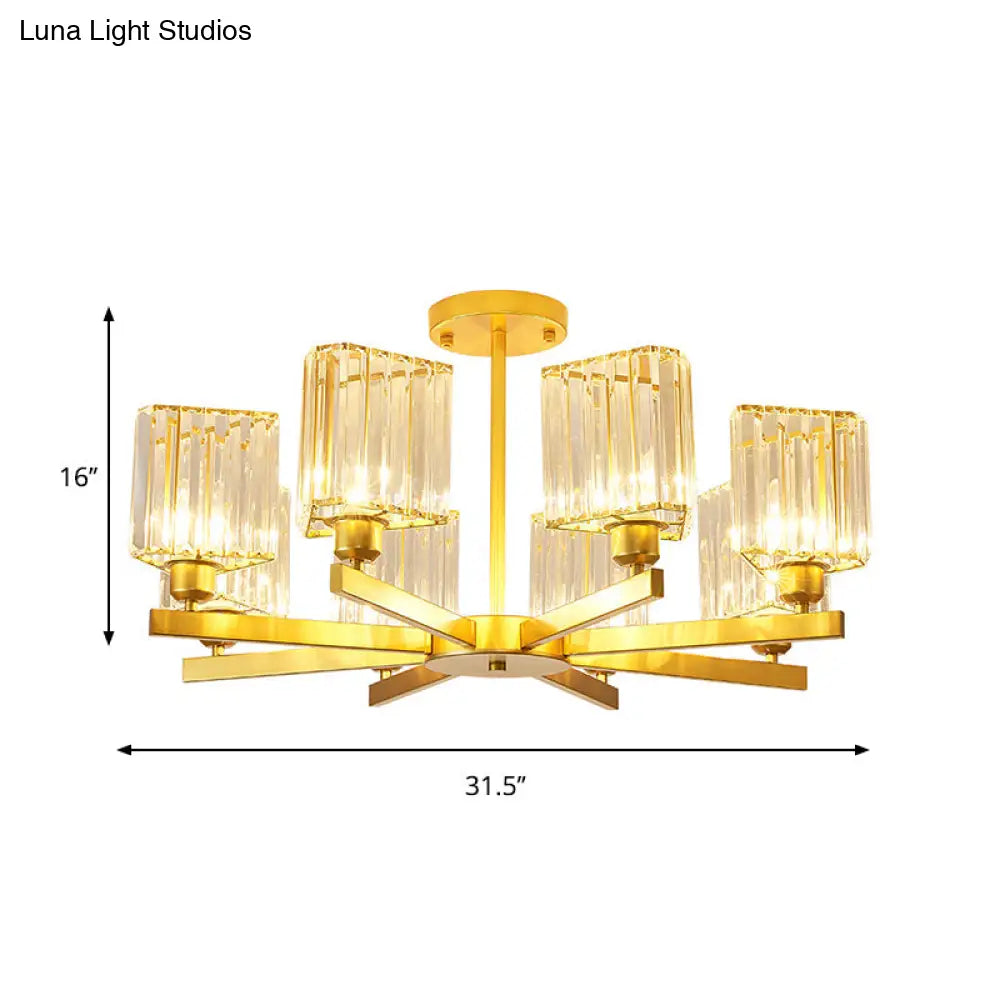 DecorBites™ DecorBites™ Gold Crystal Semi-Flush Mount with 3/6/8 Lights for Contemporary Living Room Lighting