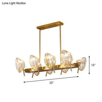 DecorBites™ Gold Crystal Shield Pendant Light with 8 Bulbs - Postmodern Kitchen Island Lighting