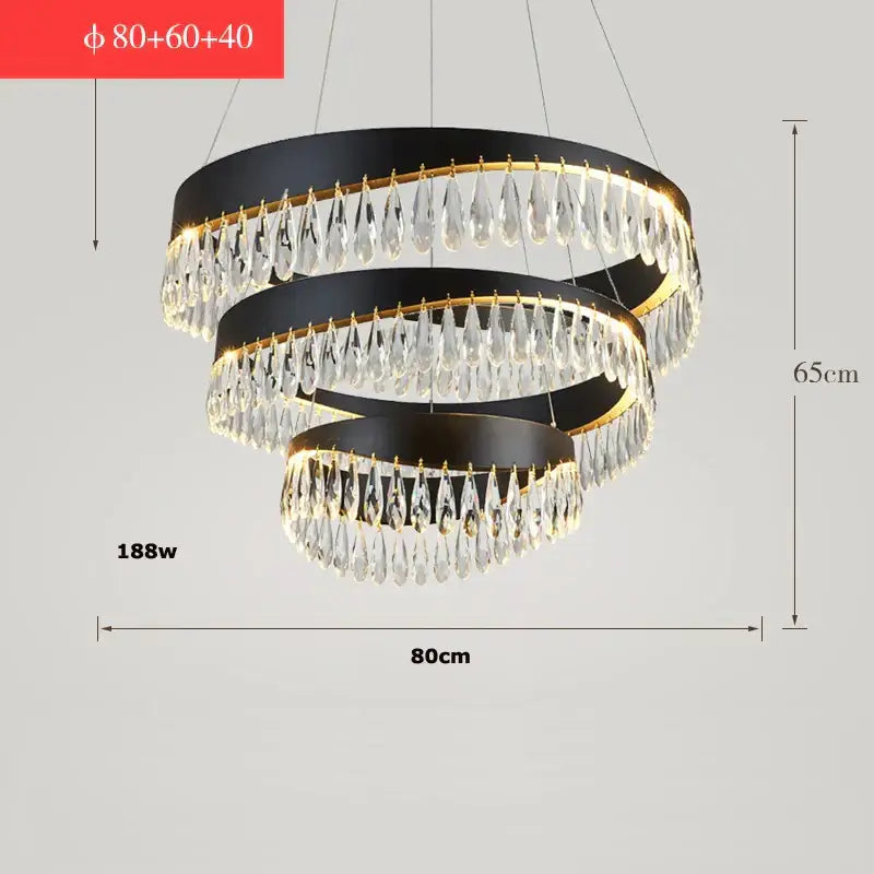 Modern black and gold spiral decorbites crystal stainless steel chandelier with cascading teardrops for foyer decor