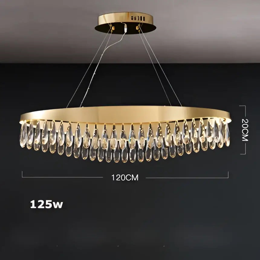 Gold crystal stainless steel chandelier with gold-toned circular frame and dangling crystal teardrop pendants for foyer decorbites crystal stainless