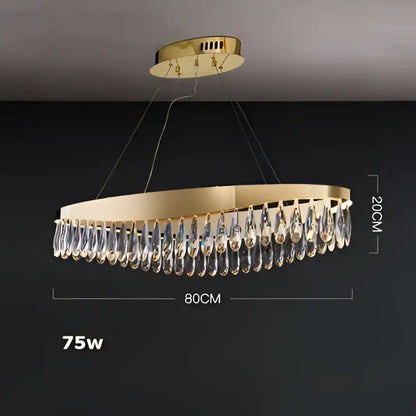 Gold crystal stainless steel chandelier with gold-toned circular frame and dangling teardrop crystals for foyer decorbites decor