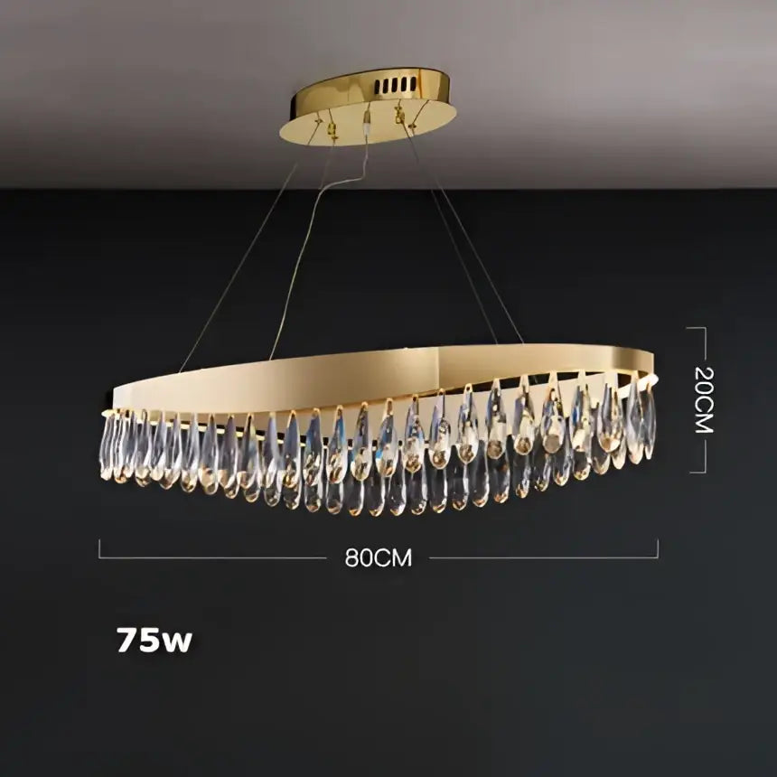 Gold crystal stainless steel chandelier with gold-toned circular frame and dangling teardrop crystals for foyer decorbites decor