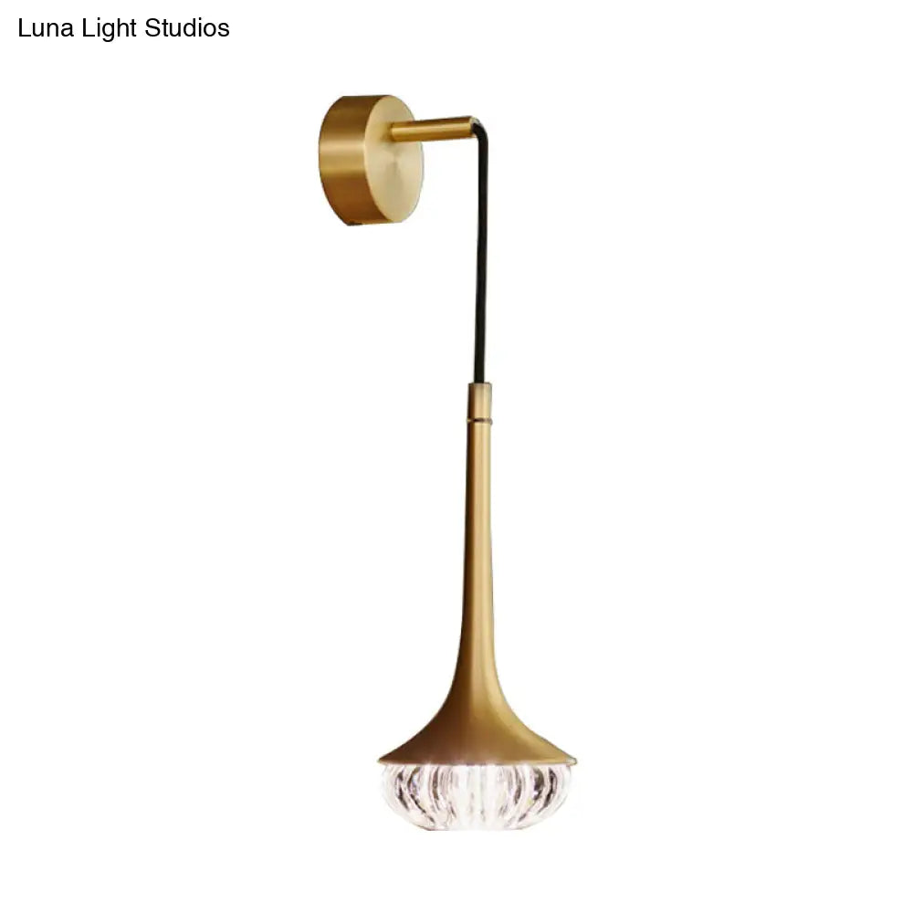 Aplique de pared DecorBites™ Gold Crystal Teardrop - Lámpara LED moderna de 1 cabezal con placa posterior de metal