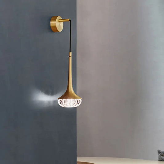 DecorBites™ Gold Crystal Teardrop Wall Sconce Light - Modern 1-Head LED Fixture with Metal Backplate