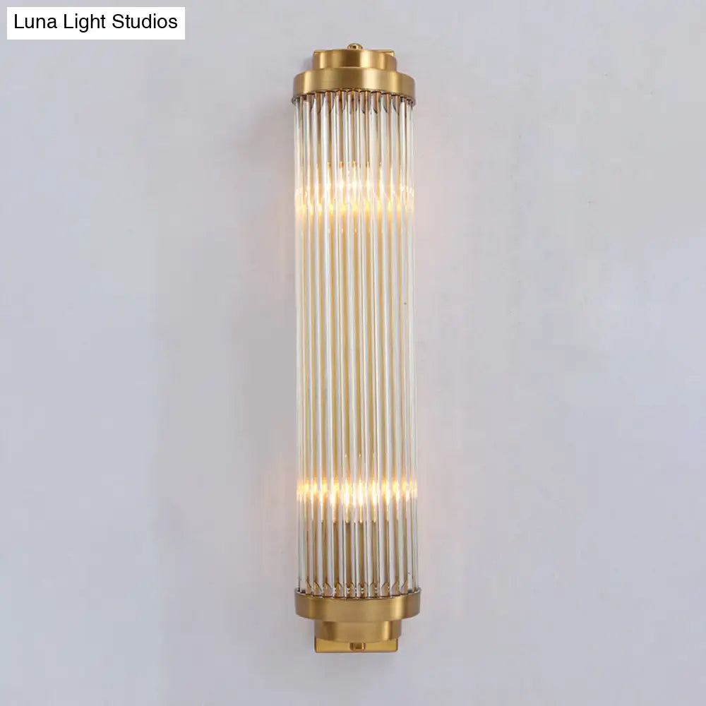 DecorBites™ DecorBites™ Gold Crystal Wall Sconce with 2 Heads - Contemporary Pillar Design for Living Room