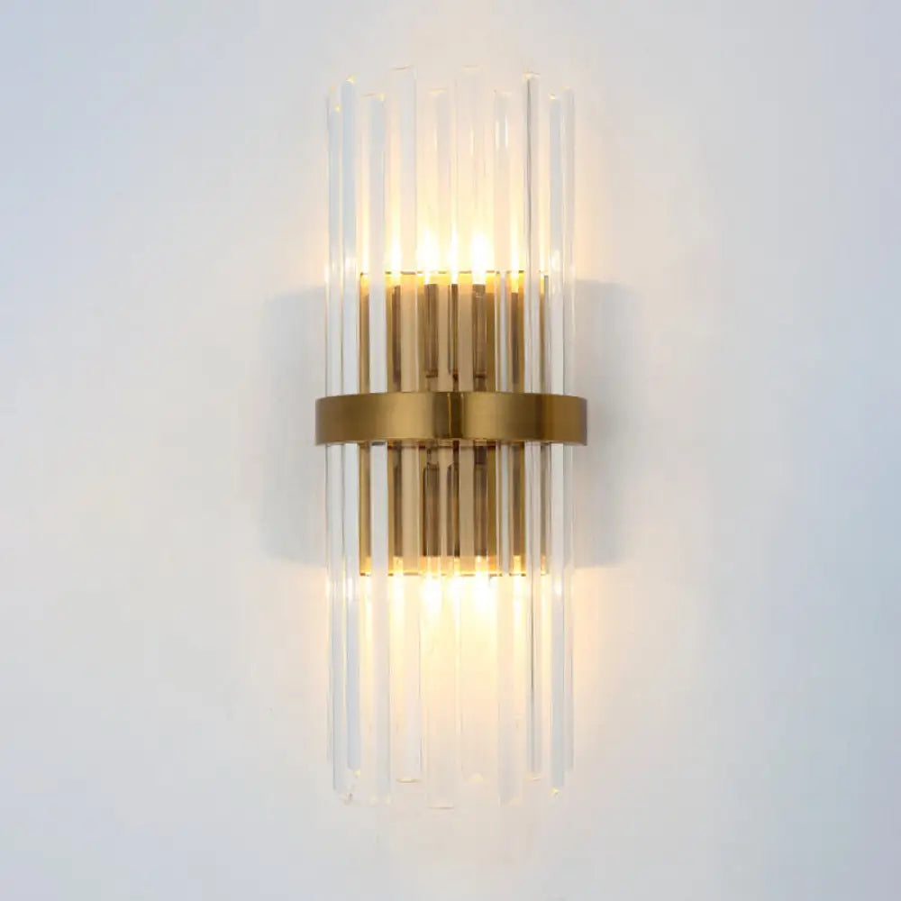 DecorBites™ DecorBites™ Gold Crystal Wall Sconce with 2 Heads - Contemporary Pillar Design for Living Room