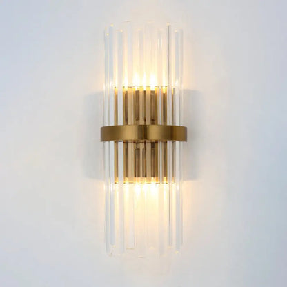 DecorBites™ DecorBites™ Gold Crystal Wall Sconce with 2 Heads - Contemporary Pillar Design for Living Room