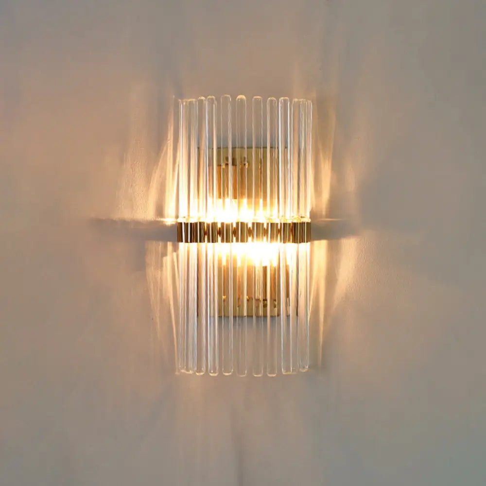 DecorBites™ DecorBites™ Gold Crystal Wall Sconce with 2 Heads - Contemporary Pillar Design for Living Room
