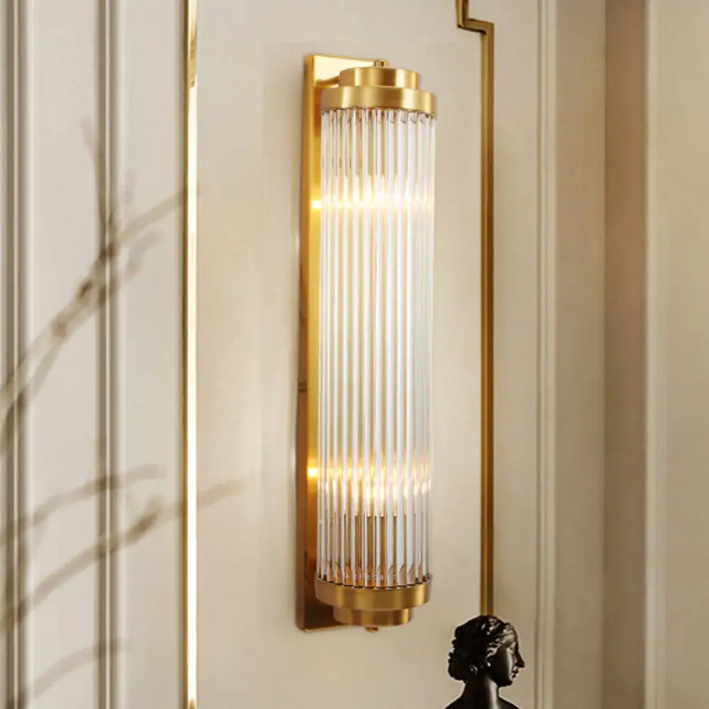 DecorBites™ DecorBites™ Gold Crystal Wall Sconce with 2 Heads - Contemporary Pillar Design for Living Room