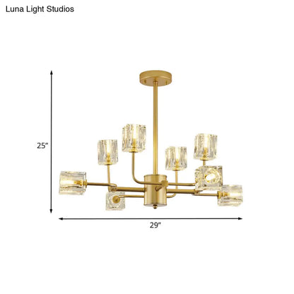 DecorBites™ DecorBites™ Gold Cubic Crystal Block 8-Light Chandelier Ceiling Mount Fixture