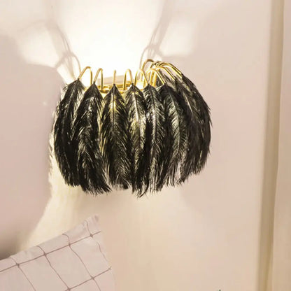 DecorBites™ Gold Curved Sconce - Simplicity Feather Wall Light Fixture for Bedside