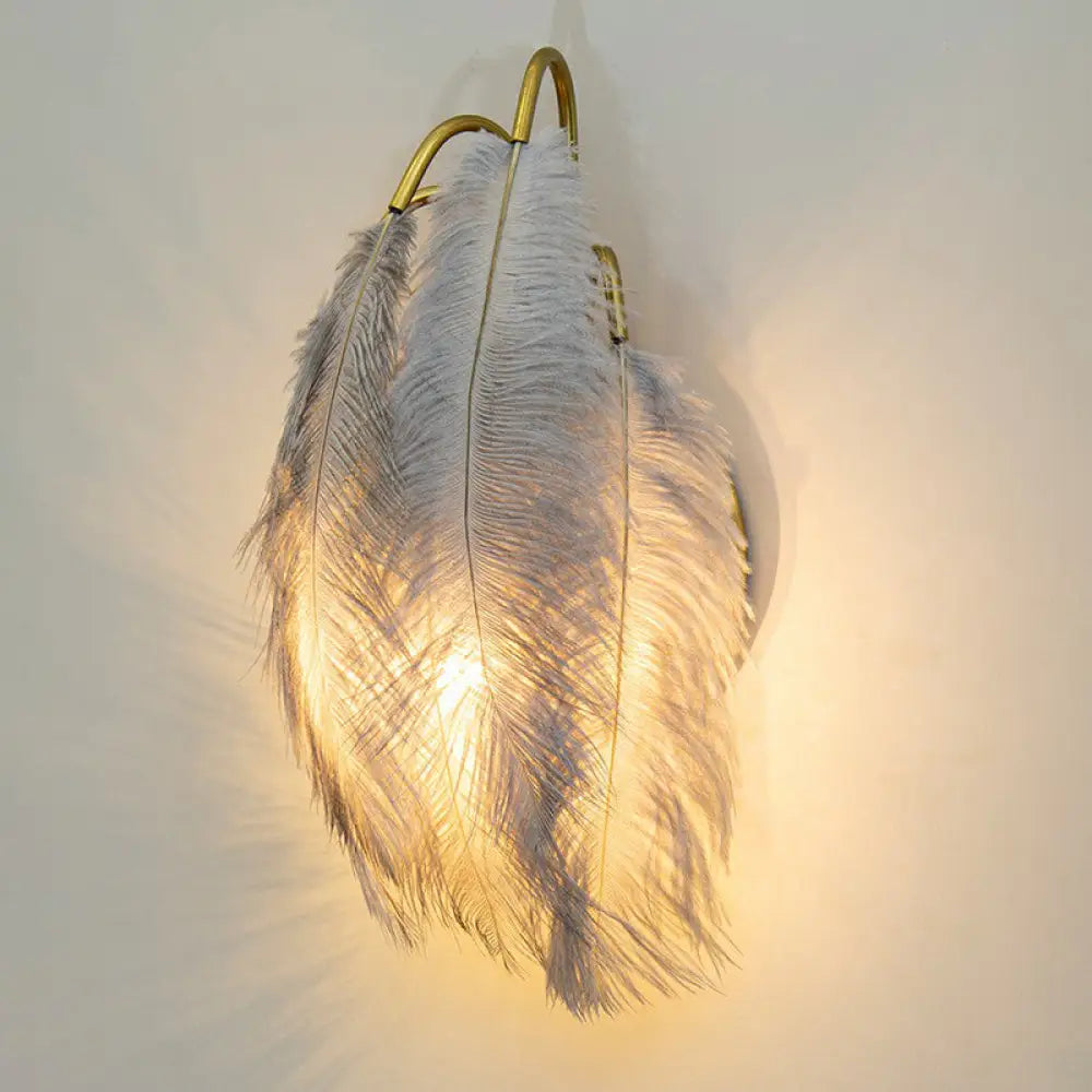 DecorBites™ Gold Curved Sconce - Simplicity Feather Wall Light Fixture for Bedside