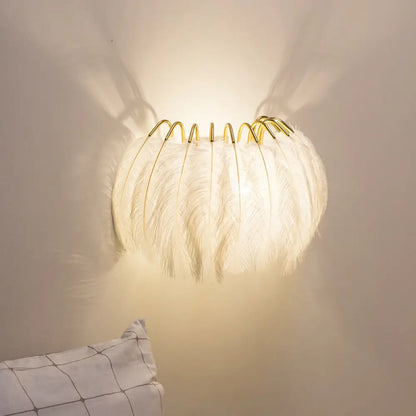 DecorBites™ Gold Curved Sconce - Simplicity Feather Wall Light Fixture for Bedside