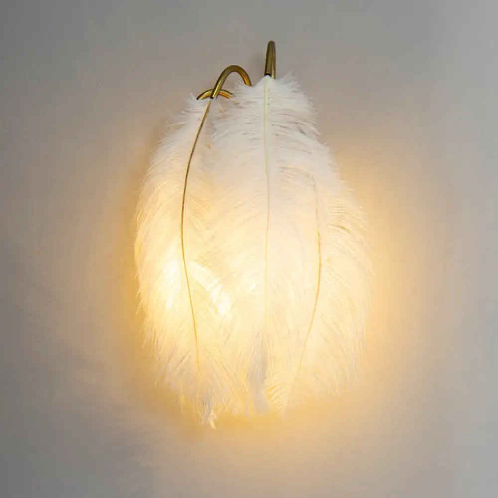 DecorBites™ Gold Curved Sconce - Simplicity Feather Wall Light Fixture for Bedside