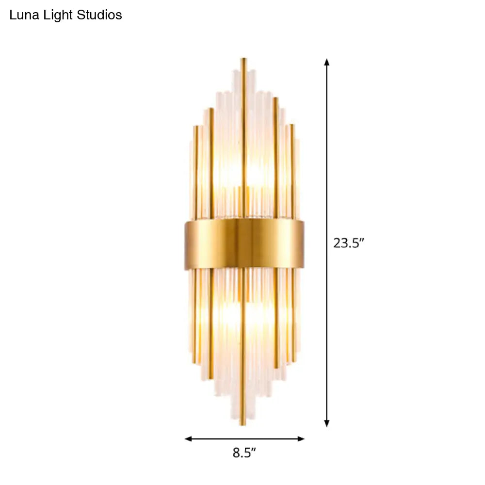 DecorBites™ DecorBites™ Gold Cylinder/Tapered Wall Sconce: Prismatic Crystal Flush Mount Light for Living Room (2-Light)