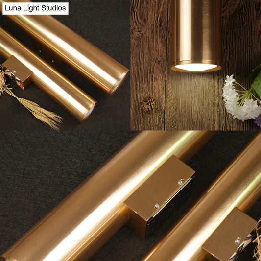DecorBites™ Gold Cylinder Wall Sconce Fixture Modern Style 2"/3" Width LED Metal Wall Lamp in Gold for Corridor