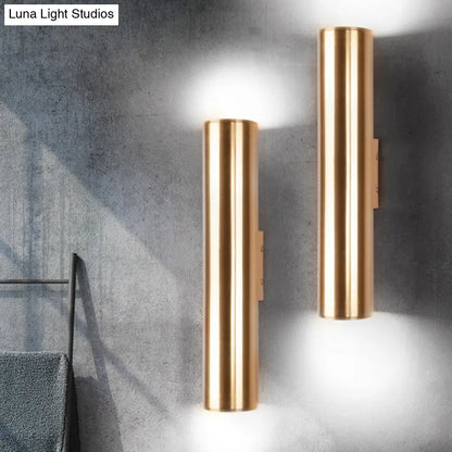 DecorBites™ Gold Cylinder Wall Sconce Fixture Modern Style 2"/3" Width LED Metal Wall Lamp in Gold for Corridor
