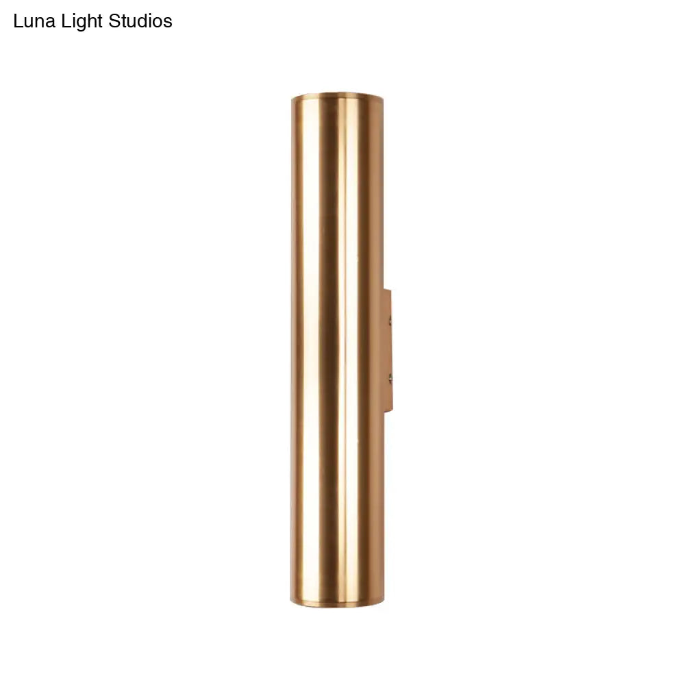 DecorBites™ Gold Cylinder Wall Sconce Fixture Modern Style 2"/3" Width LED Metal Wall Lamp in Gold for Corridor