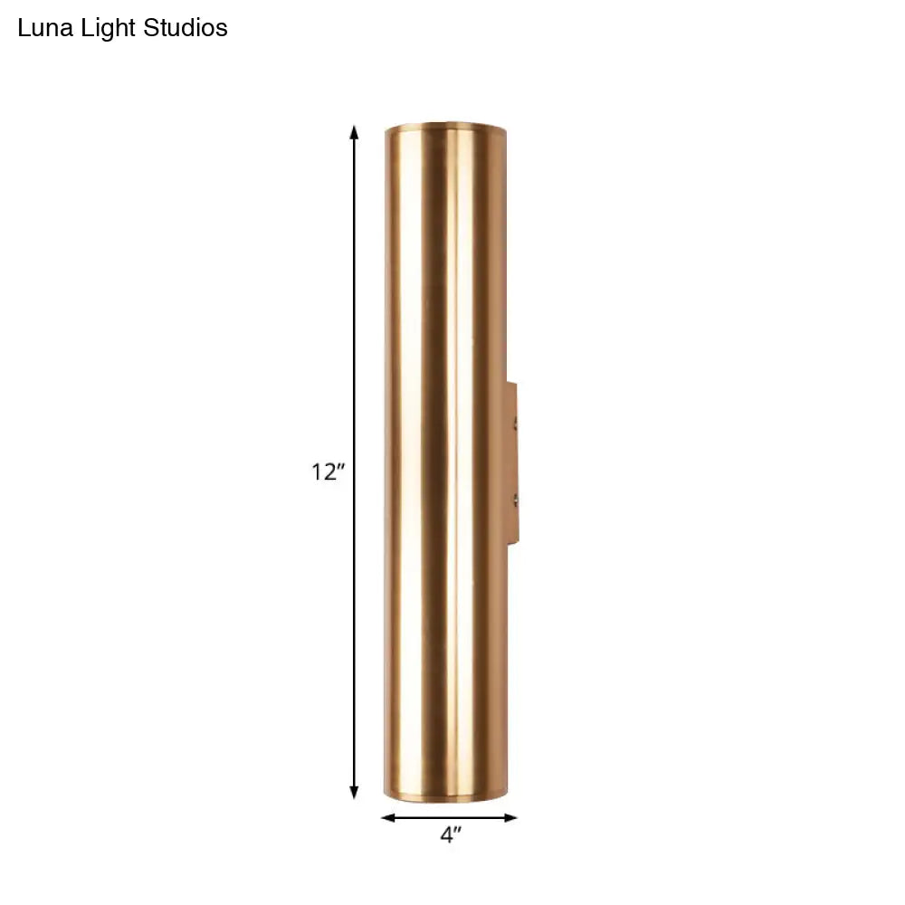 DecorBites™ Gold Cylinder Wall Sconce Fixture Modern Style 2"/3" Width LED Metal Wall Lamp in Gold for Corridor