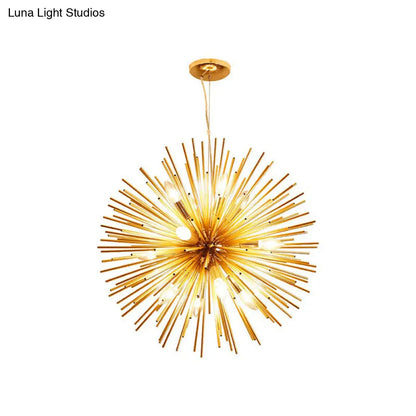 Gold Dandelion Pendant: Modern Metal Chandelier for Living Room