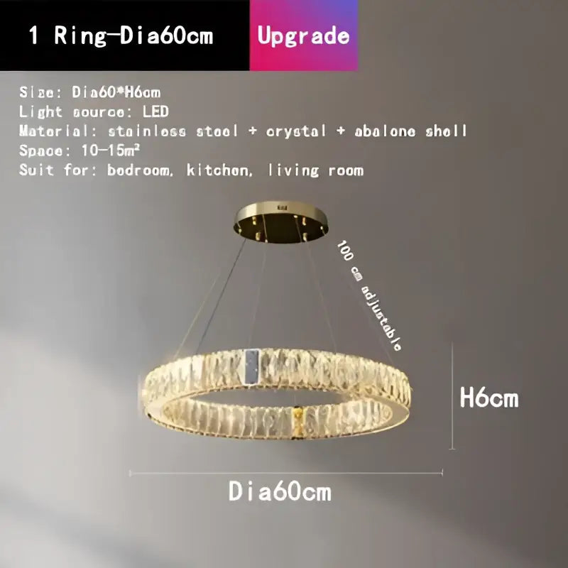 Gold-toned decorbites crystal round ceiling chandelier with modern design featuring crystal and abalone shell accents
