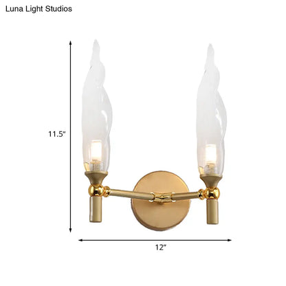 DecorBites™ Gold Double Arm Wall Mount Sconce with Clear Glass Shade - Modern Metal Lighting Fixture for Living Room