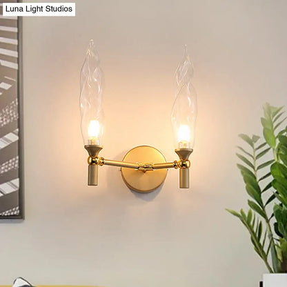 DecorBites™ Gold Double Arm Wall Mount Sconce with Clear Glass Shade - Modern Metal Lighting Fixture for Living Room